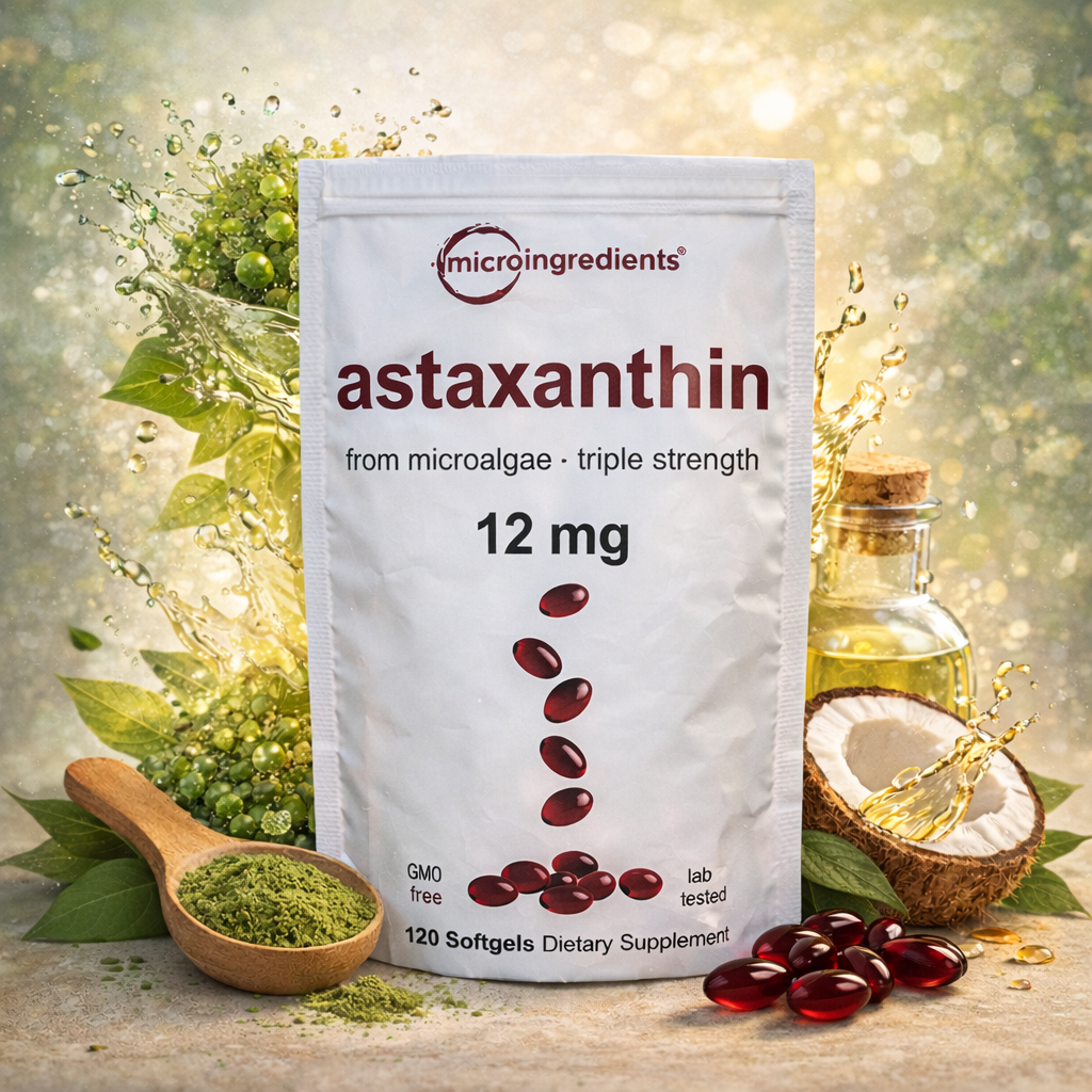 Astaxanthin 12 mg de Microingredients®  Cuida tu piel, ojos y células desde hoy con protección antioxidante avanzada