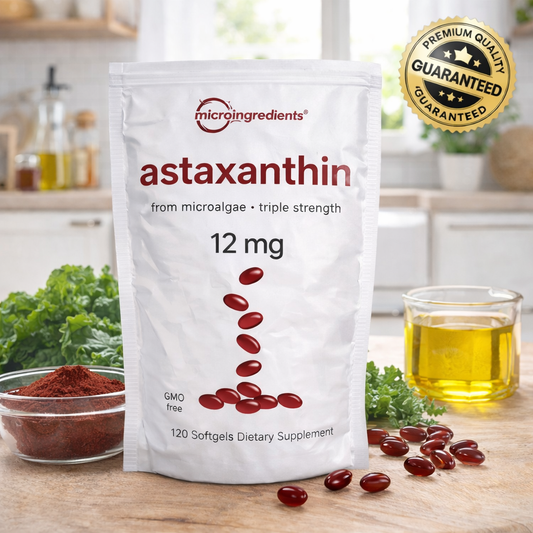 Astaxanthin 12 mg de Microingredients®  Cuida tu piel, ojos y células desde hoy con protección antioxidante avanzada