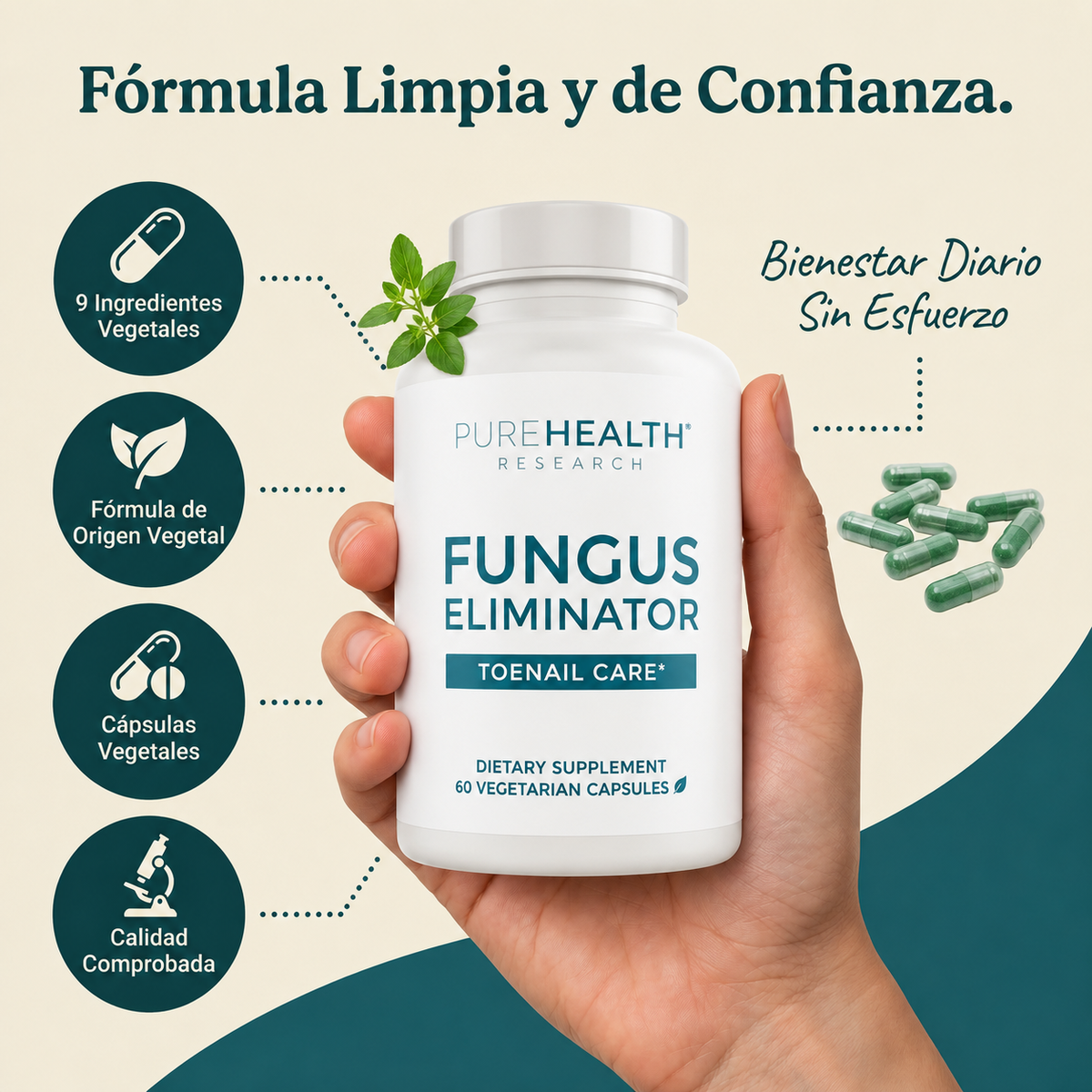 Fungus Eliminator 60 cápsulas -  Elimina el Hongo Desde Adentro — Antes de que Vuelva a Crecer + ENVÍO GRATIS