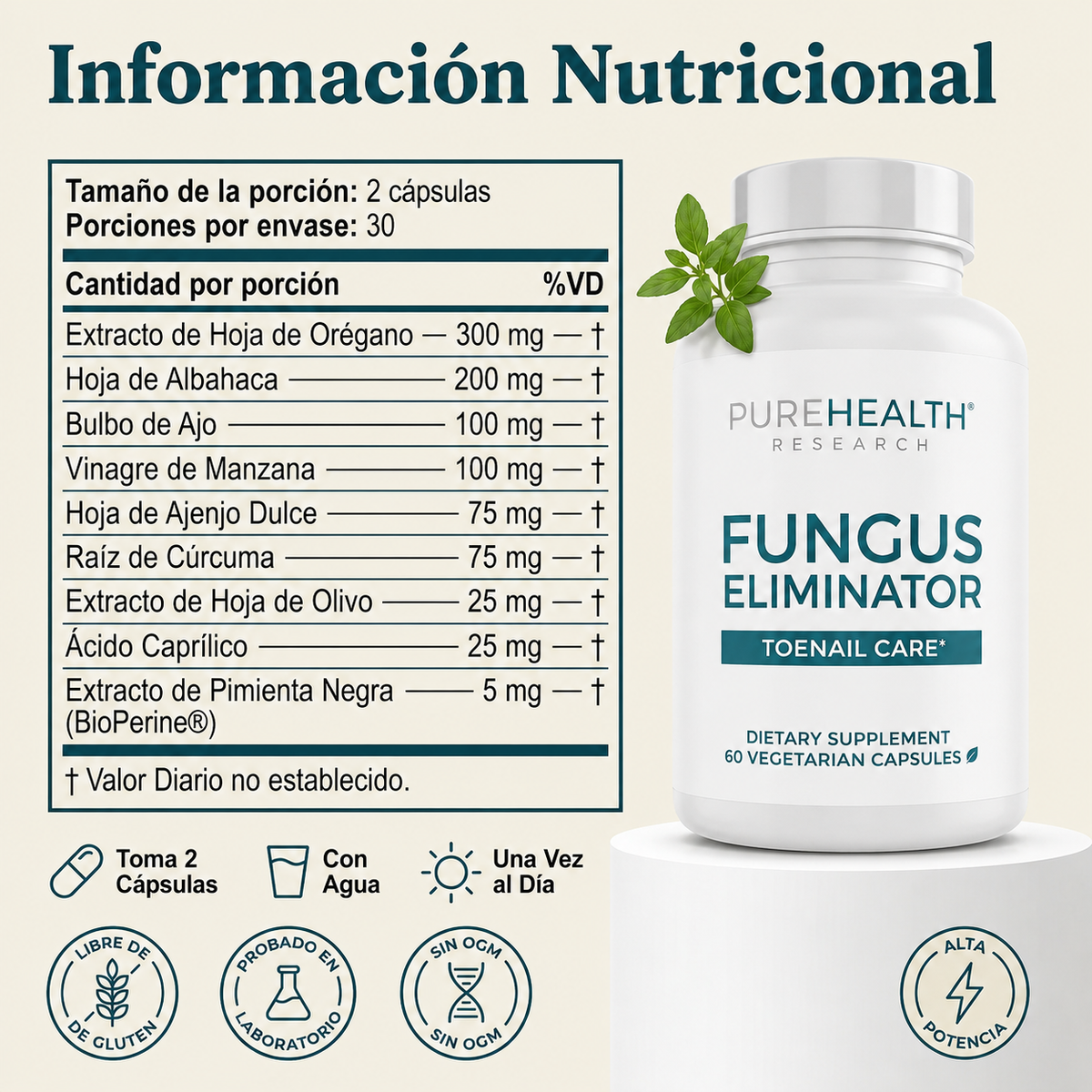 Fungus Eliminator 60 cápsulas -  Elimina el Hongo Desde Adentro — Antes de que Vuelva a Crecer + ENVÍO GRATIS