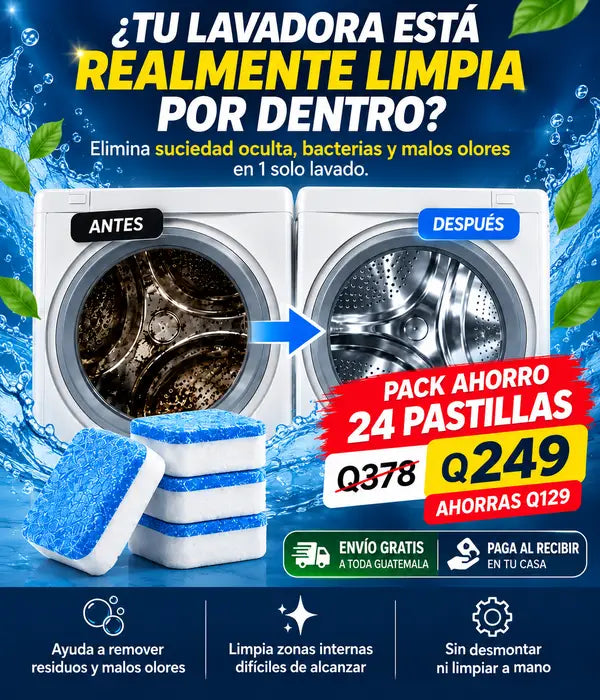 Pack ahorro 24 pastillas limpiadoras para lavadora
