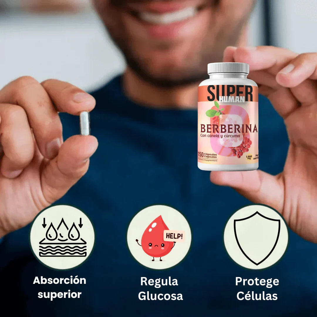 Berberina - 🌸Cápsulas de Equilibrio de la Glucosa y Prevención Diabética con Canela y Cúrcuma + Envio Gratis