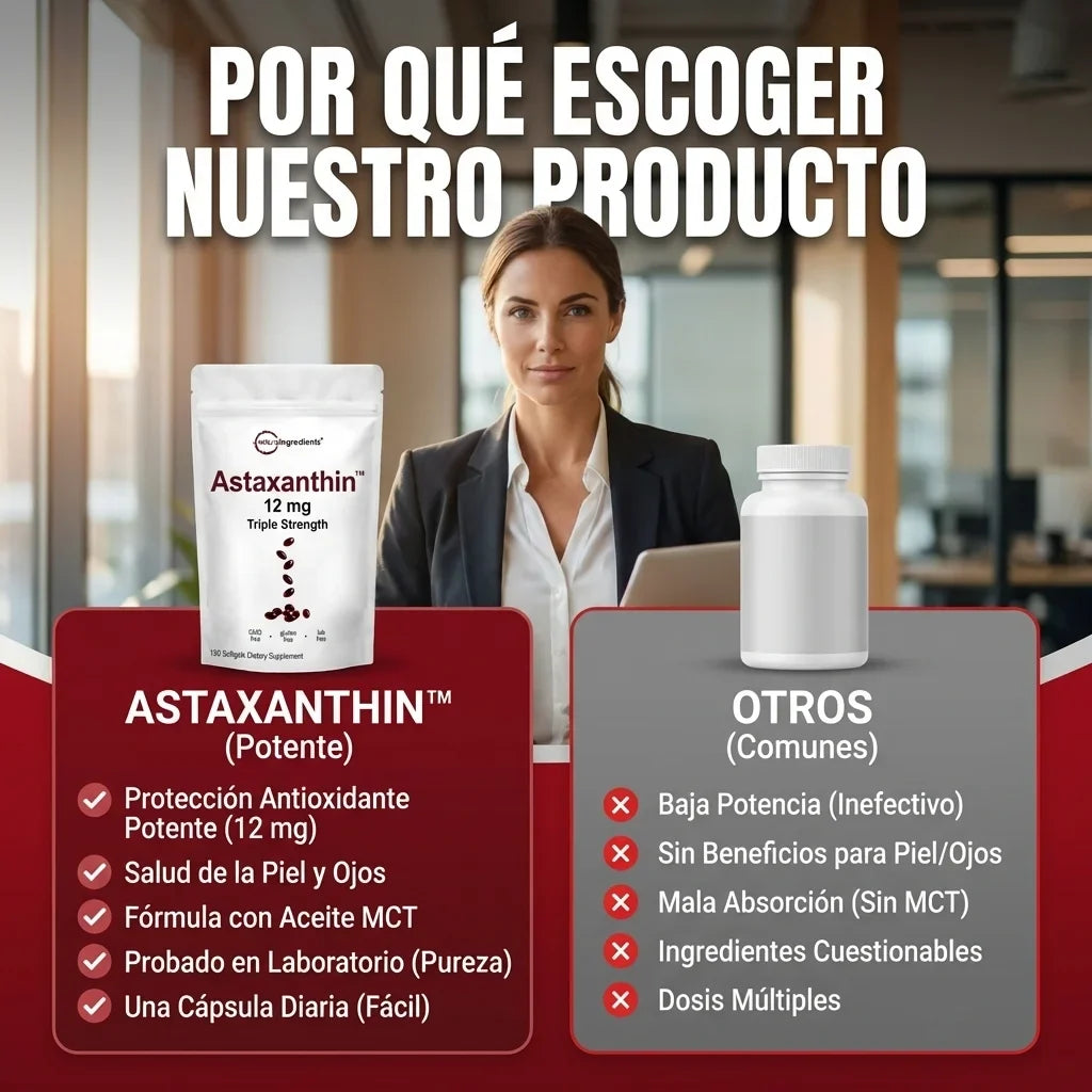 Astaxanthin 12 mg de Microingredients®  Cuida tu piel, ojos y células desde hoy con protección antioxidante avanzada